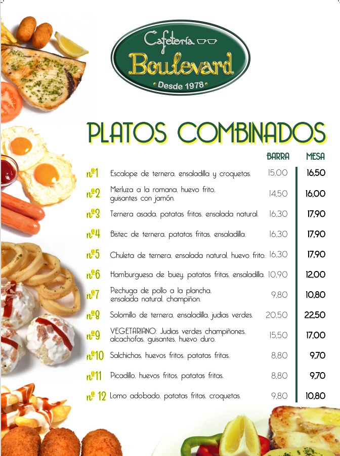 carta platos combinados