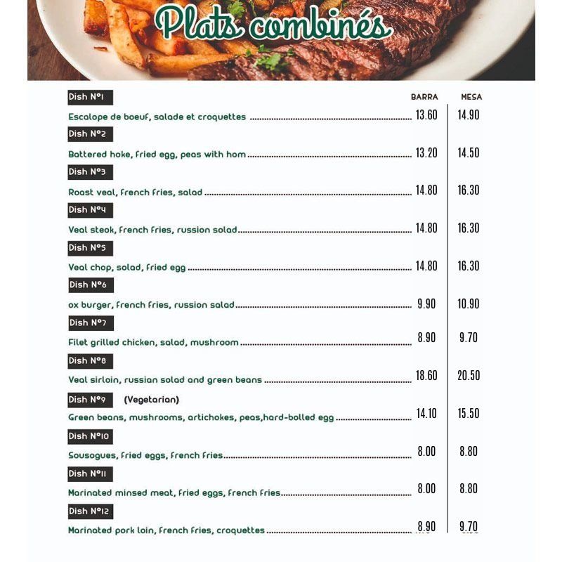 Platos combinados Boulevard en León