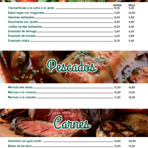 verduras pescados carnes